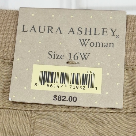 NWT Laura Ashley Khaki High Rise Cuffed Cargo Capri Pants 16W - Picture 15 of 16